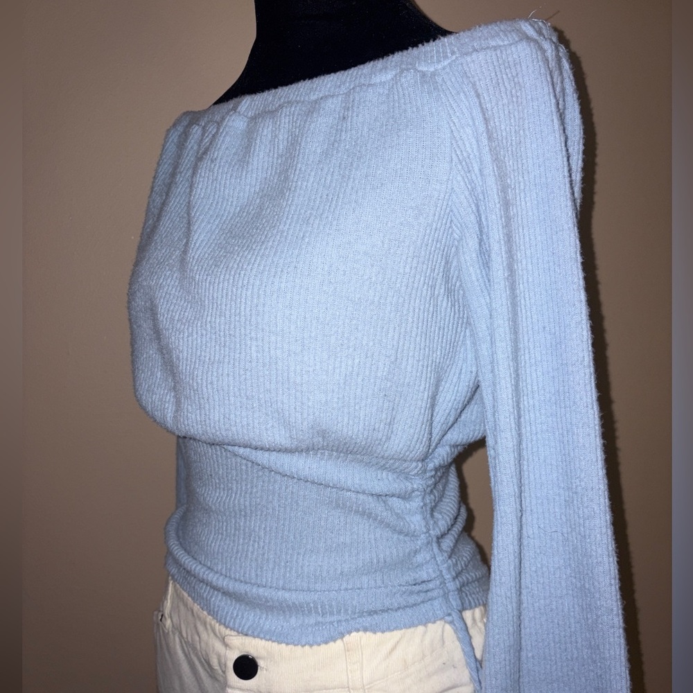 Fashion Nova Sky Blue Off-Shoulder Sweater - Picture 2 of 6
